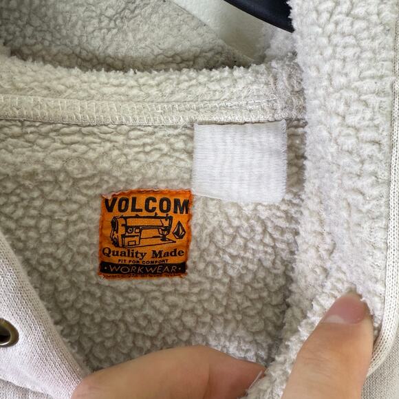 Volcom Jacket Womens L white Fleece Sherpa Lined Full Zip Outdoors workwear - Picture 3 of 8